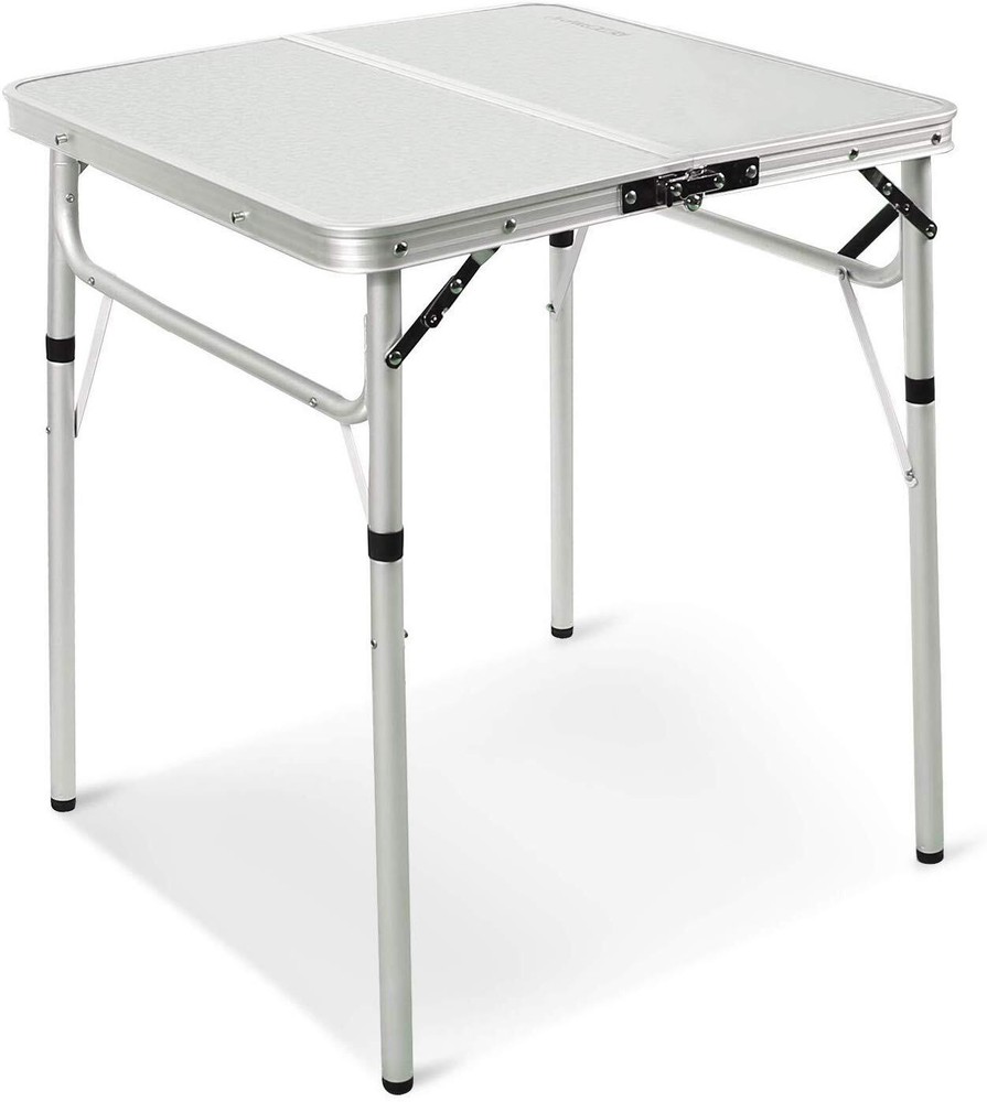 Small Square Folding Table 2 Foot Adjustable Height, Portable Aluminum Campin...