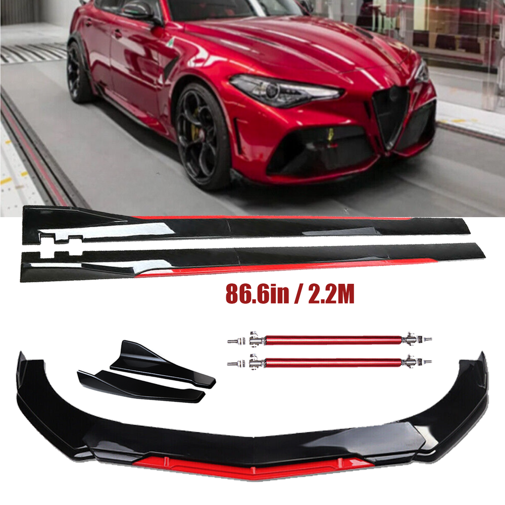 Front Bumper Lip Splitter Spoiler Gloss Black Red For Alfa Romeo Giulia GTA Body