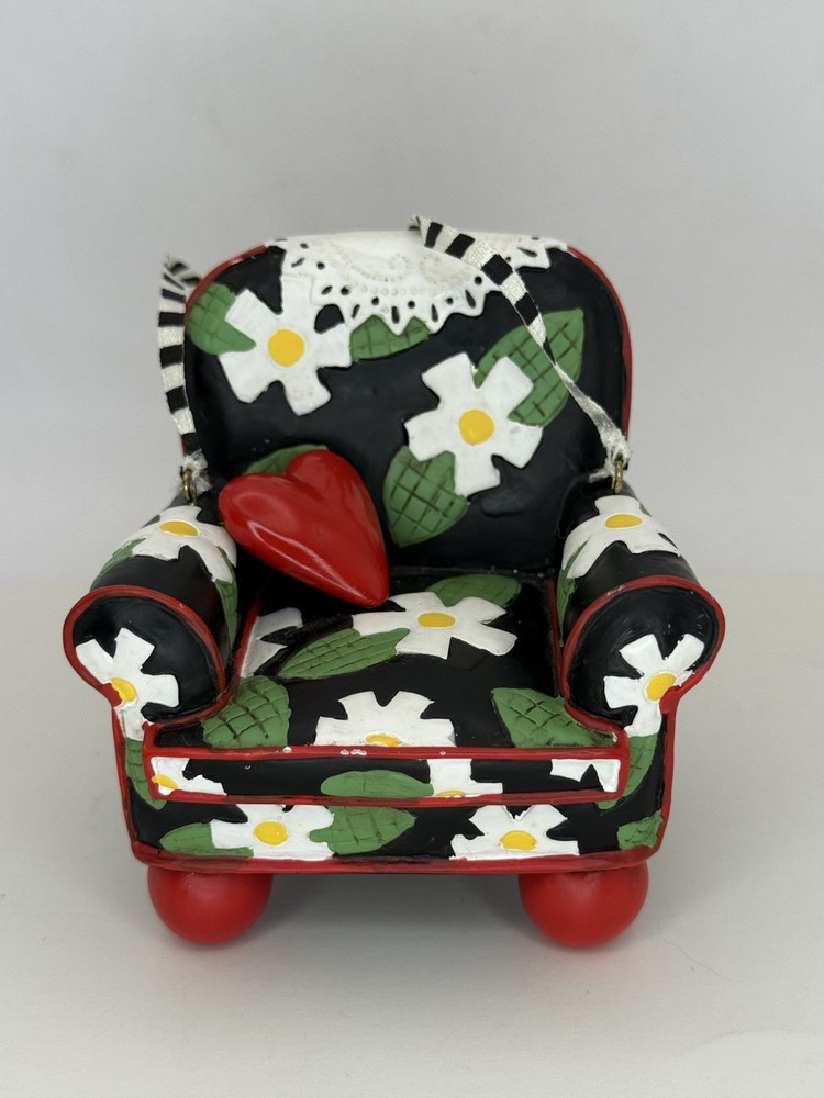 ME Ink Mary Engelbreit Resin Flower Heart Chair Christmas Ornament Kurt Adler