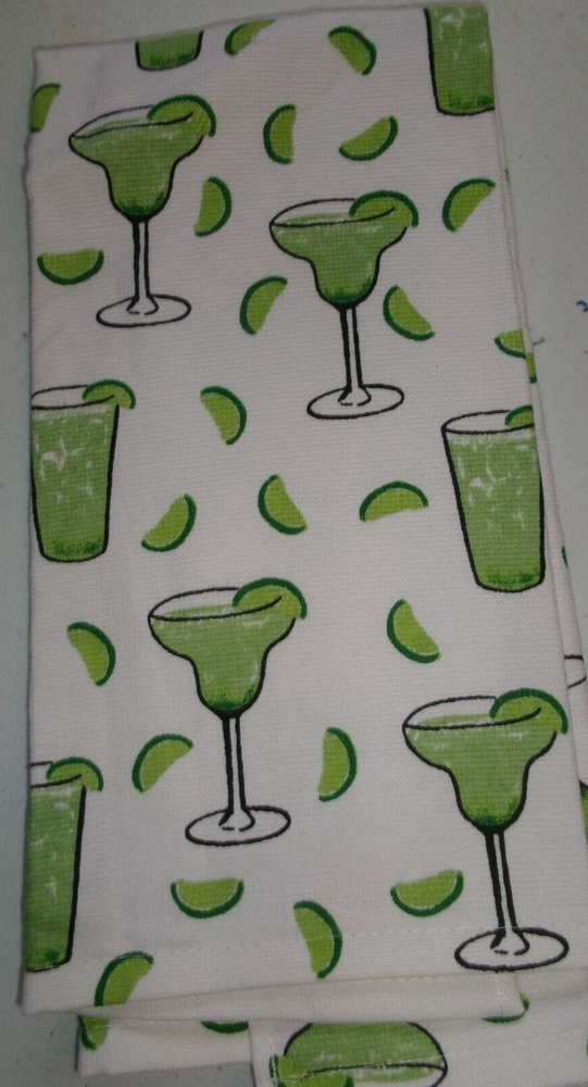 Organic Green Drink Print Cotton Kitchen Towel - Full Uncut Design-image
