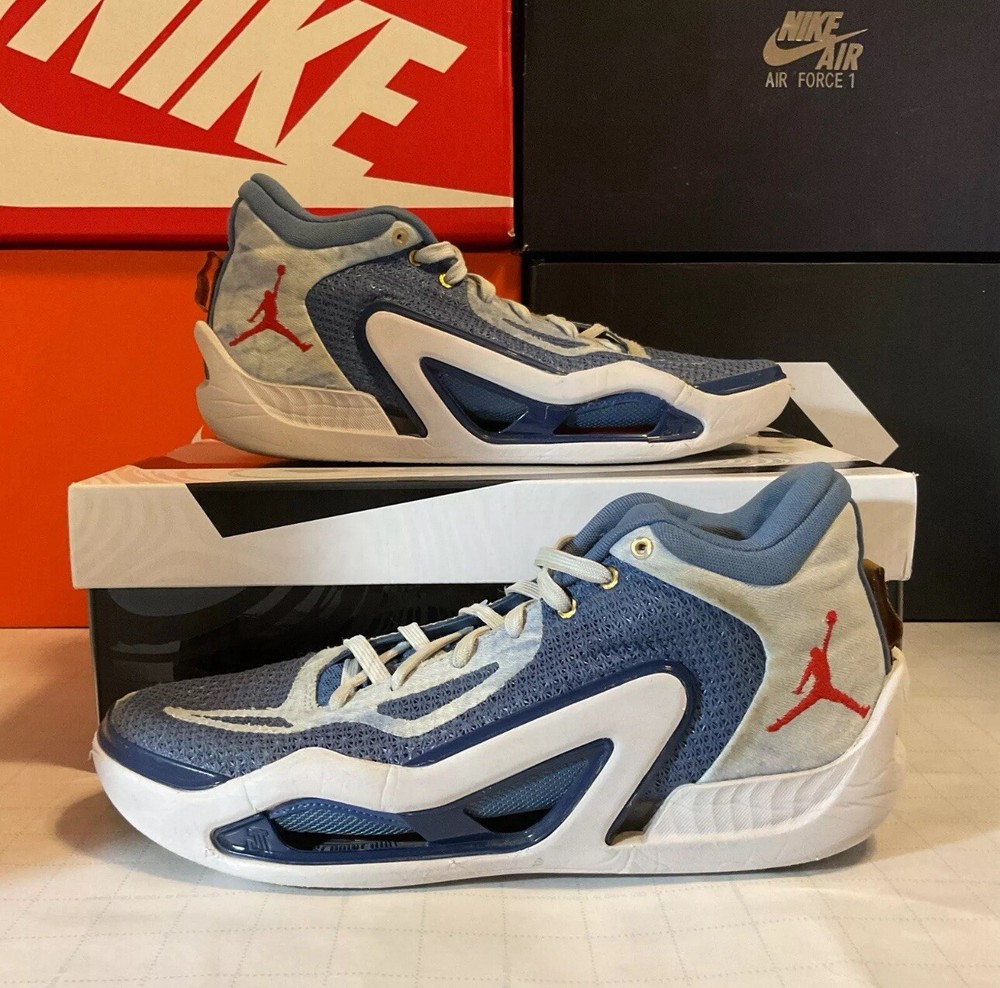 Men's 9 Nike Jordan Tatum 1 'Denim' Stone Blue Mystic Navy Red DZ3320-400