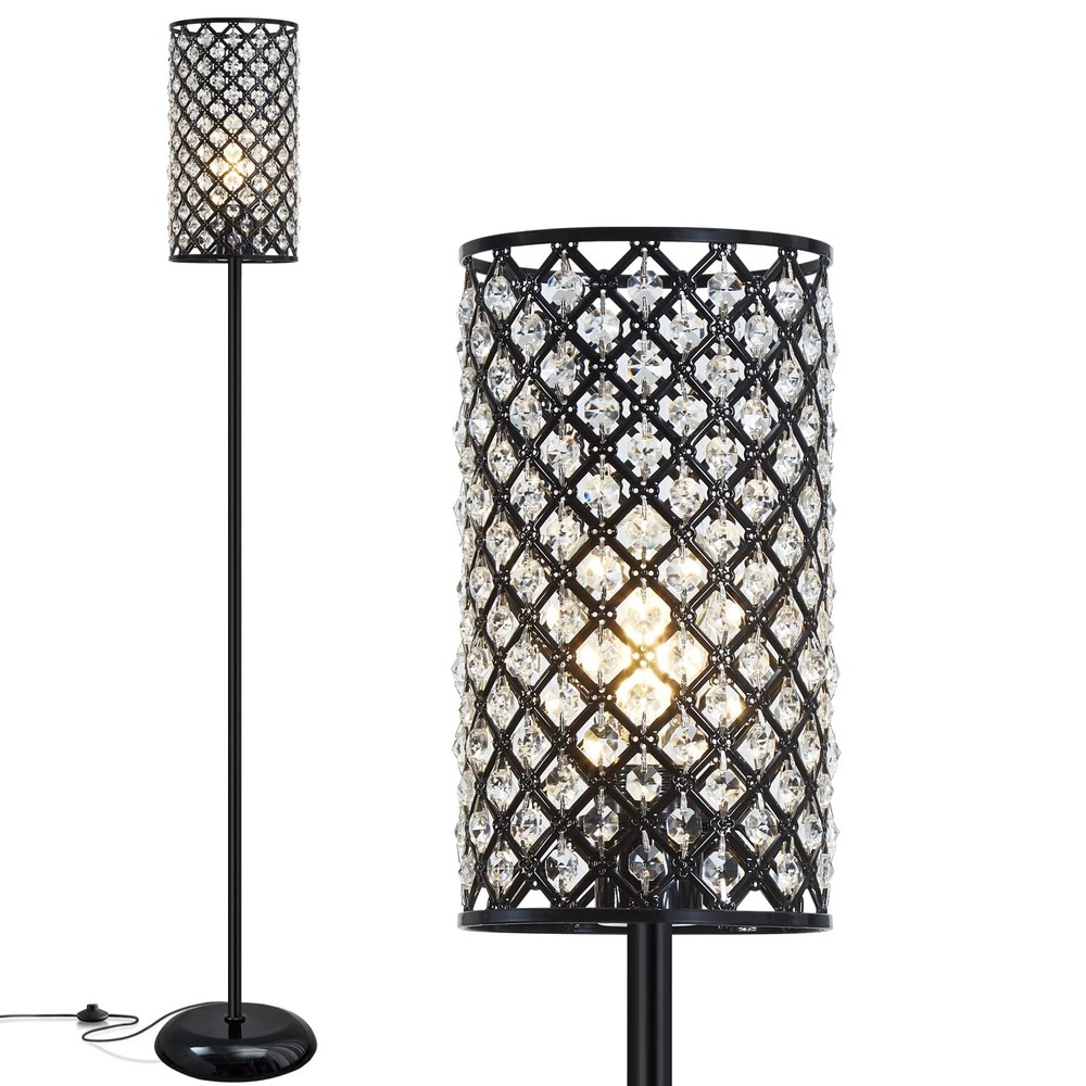 Crystal Floor Lamp, Modern Standing Lamp with Elegant Shade Black Floor Lamp ...