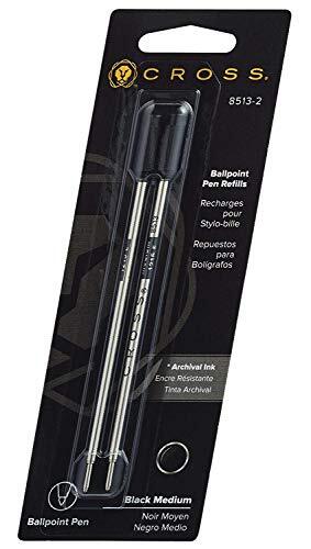 Cross Refills for Ballpoint Pens, Medium, Black Ink, 2/Pack (85132) (New Vers...