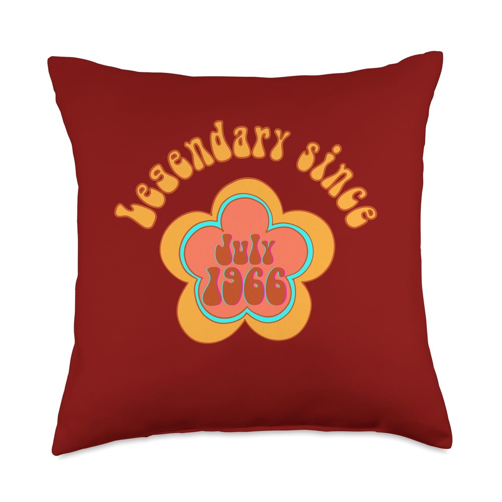 Born in July Birthday Legendary Since 1966 Throw Pillow, 18x18, Multicolor
