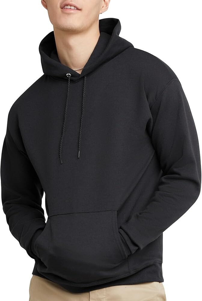 Hanes EcoSmart Fleece Men's Hooded Sweatshirt - Black