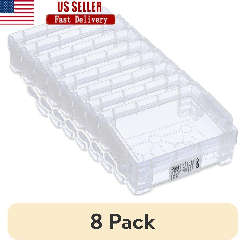 8 Pack Clear Plastic Storage Boxes for Desktop Organizer School Office Supplies