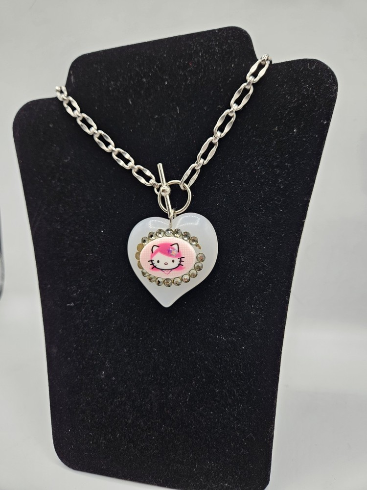 Tarina Tarantino Clear Heart Hello Kitty Swarovski Crystal Necklace