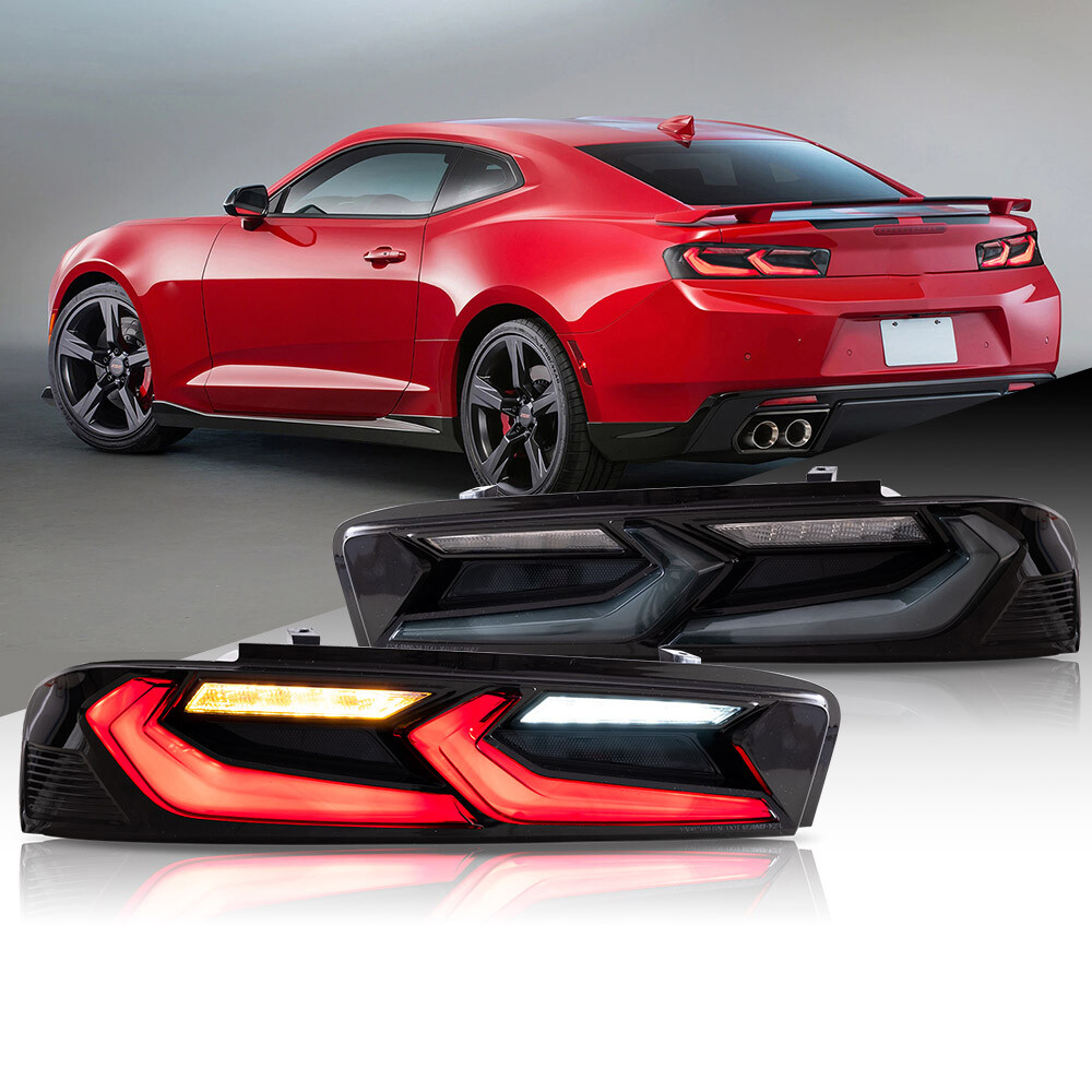 VLAND Smoke LED Sequential Tail Lights for 2016-2018 Chevy Camaro