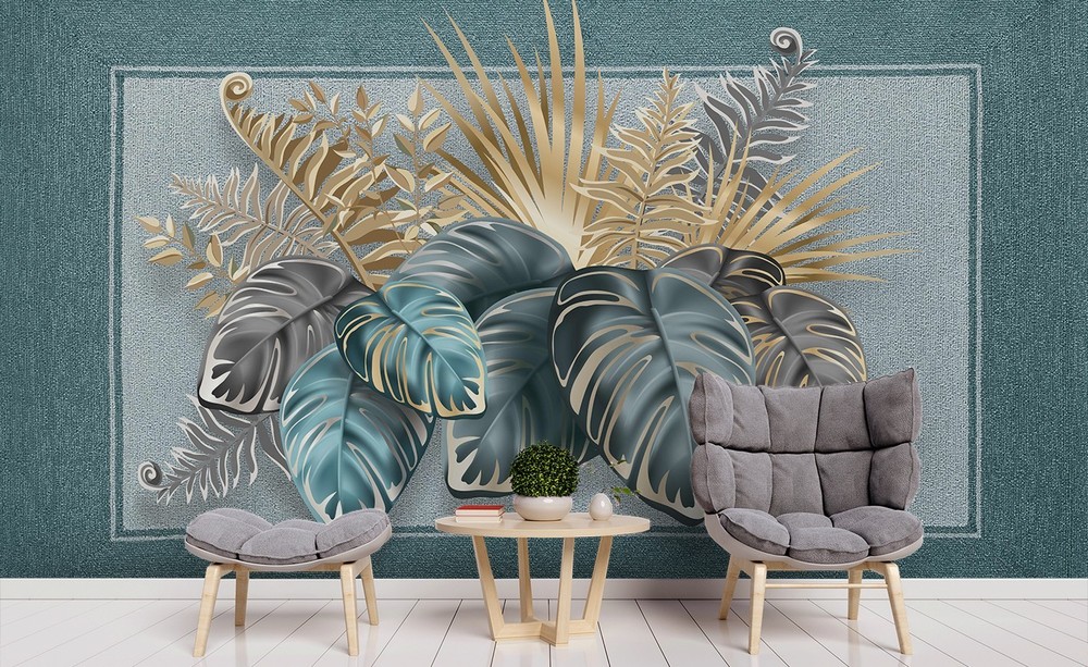 3D Tropical Plant Leaf Illustration Wall Murals Wallpaper Murals Wall Sticker