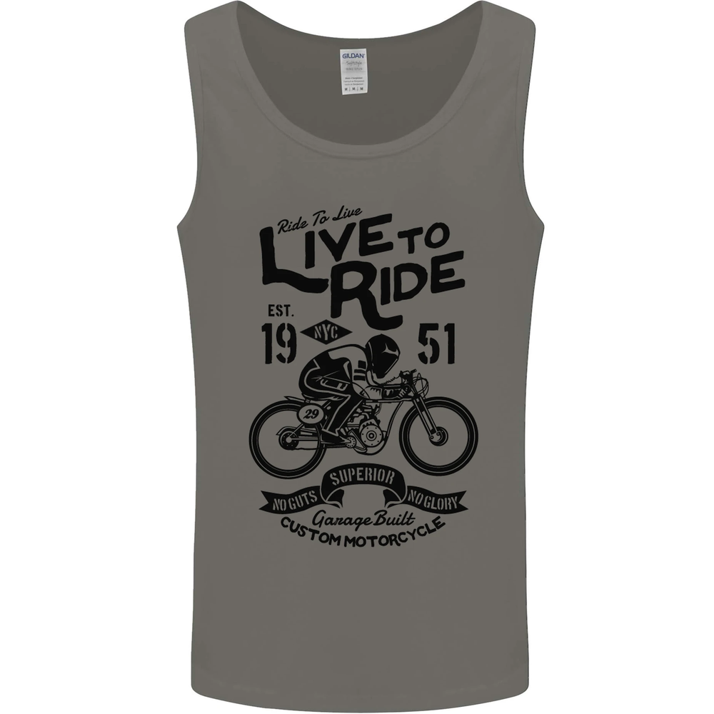 Live to Ride Motorbike Motorcycle Biker Mens Vest Tank Top