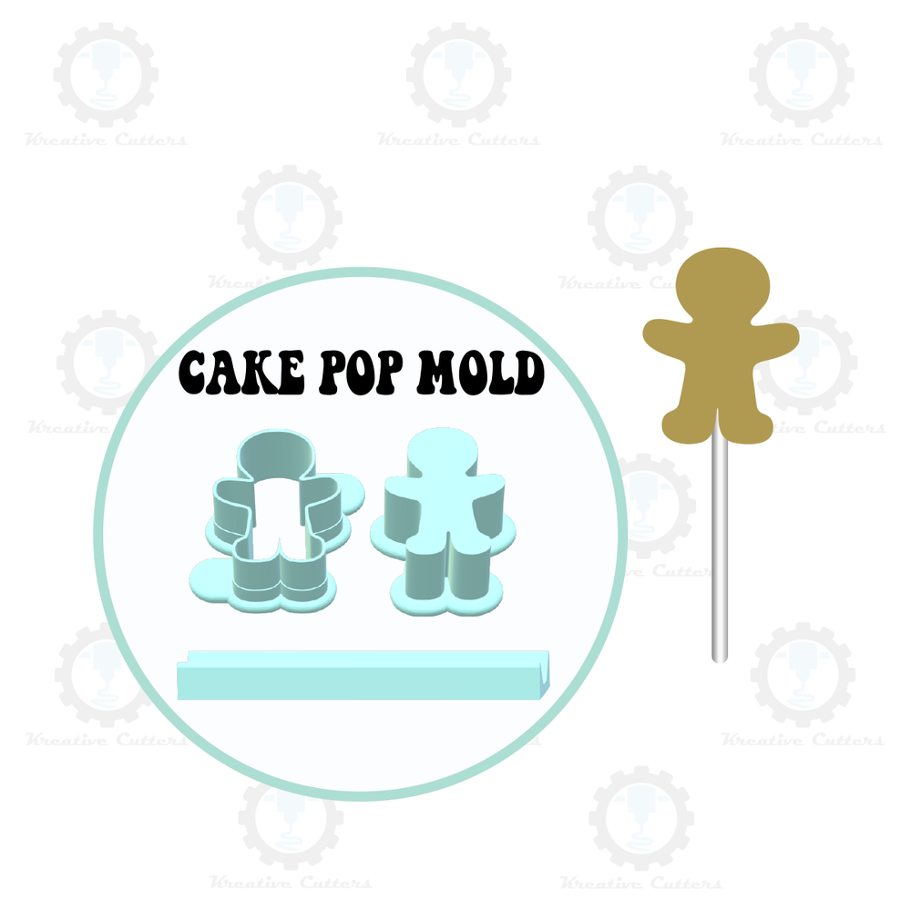 Gingerbread Man Cake Pop Mold Set with Cutter Popper and Tray