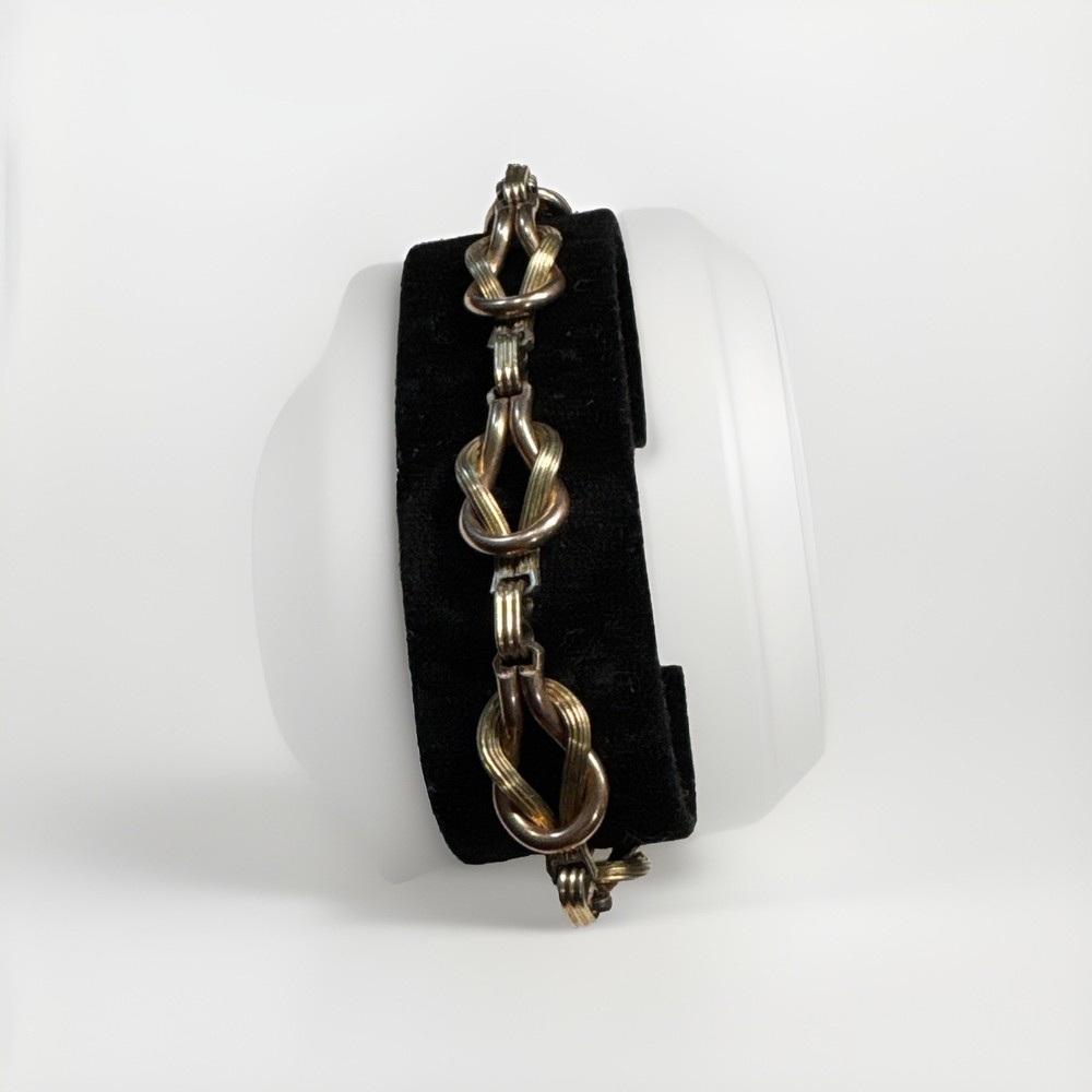 Vintage 1/20 12K Gold Filled On Sterling Silver 925 Twisted Knot Link Bracelet