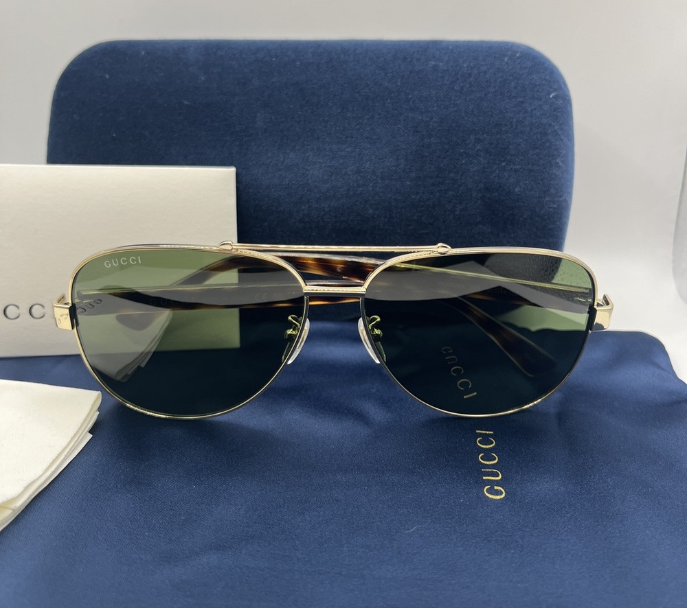 Gucci GG0528S Gold Havana Aviator Sunglasses 63/14/150mm Full Set New
