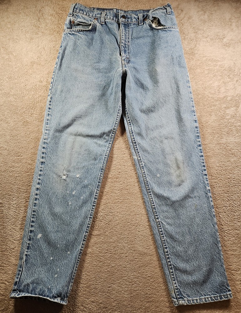 Vintage Levis 550 Jeans Mens 32x32 Light Blue Denim Orange Tab USA Made Relaxed