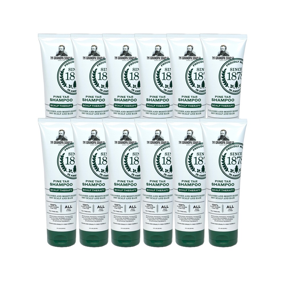 Grandpa's Pure Pine Tar Cleansing and Moisturizing Hair Scalp Shampoo Case of 12