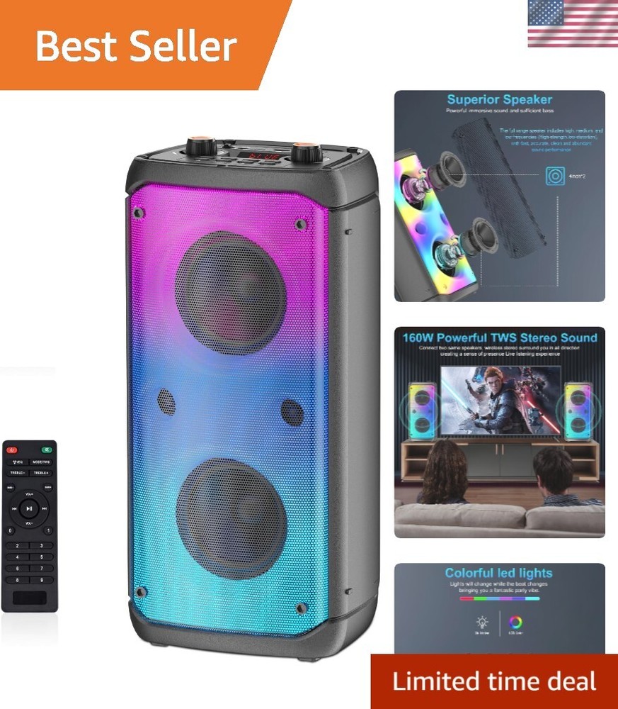 Bluetooth Speaker, 80W Peak Wireless TWS Portable Outdoor Party Speakers with...