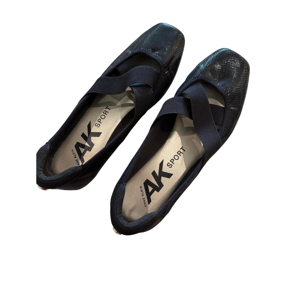 Anne Klein AK Sport Black Cross‑Strap Comfort Slip‑On Flats Women’s 6.5 NWOT