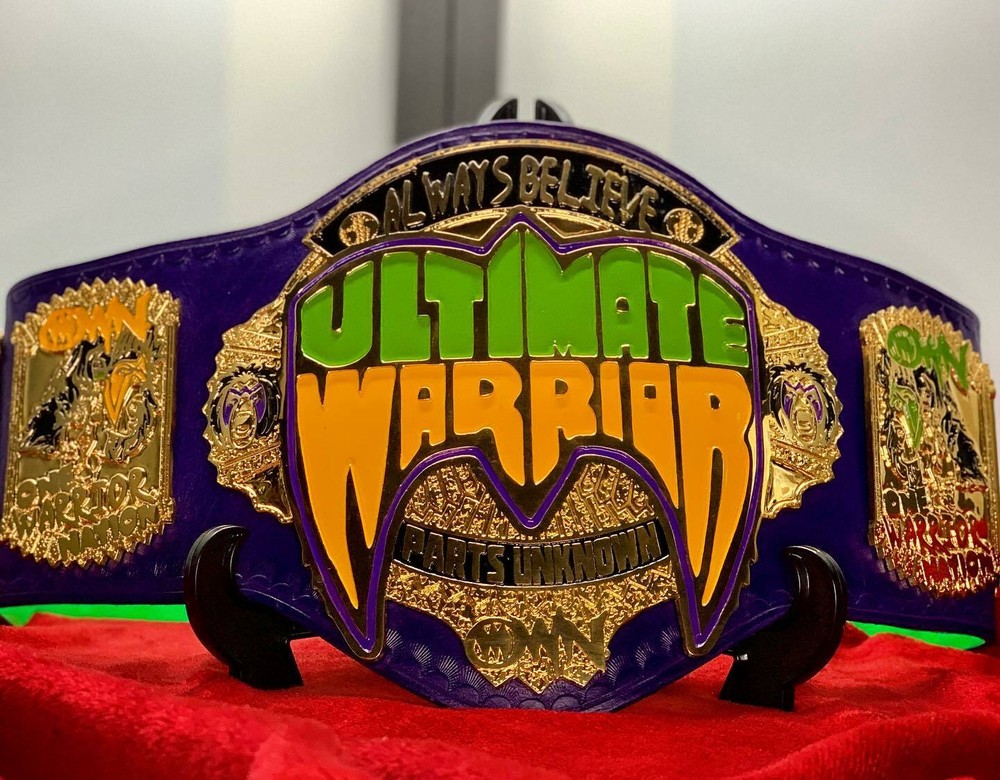 ULTIMATE WARRIOR WRESTLING CHAMPIONSHIP BELT PURPLE LEATHER  CUSTOM MADE 4mm