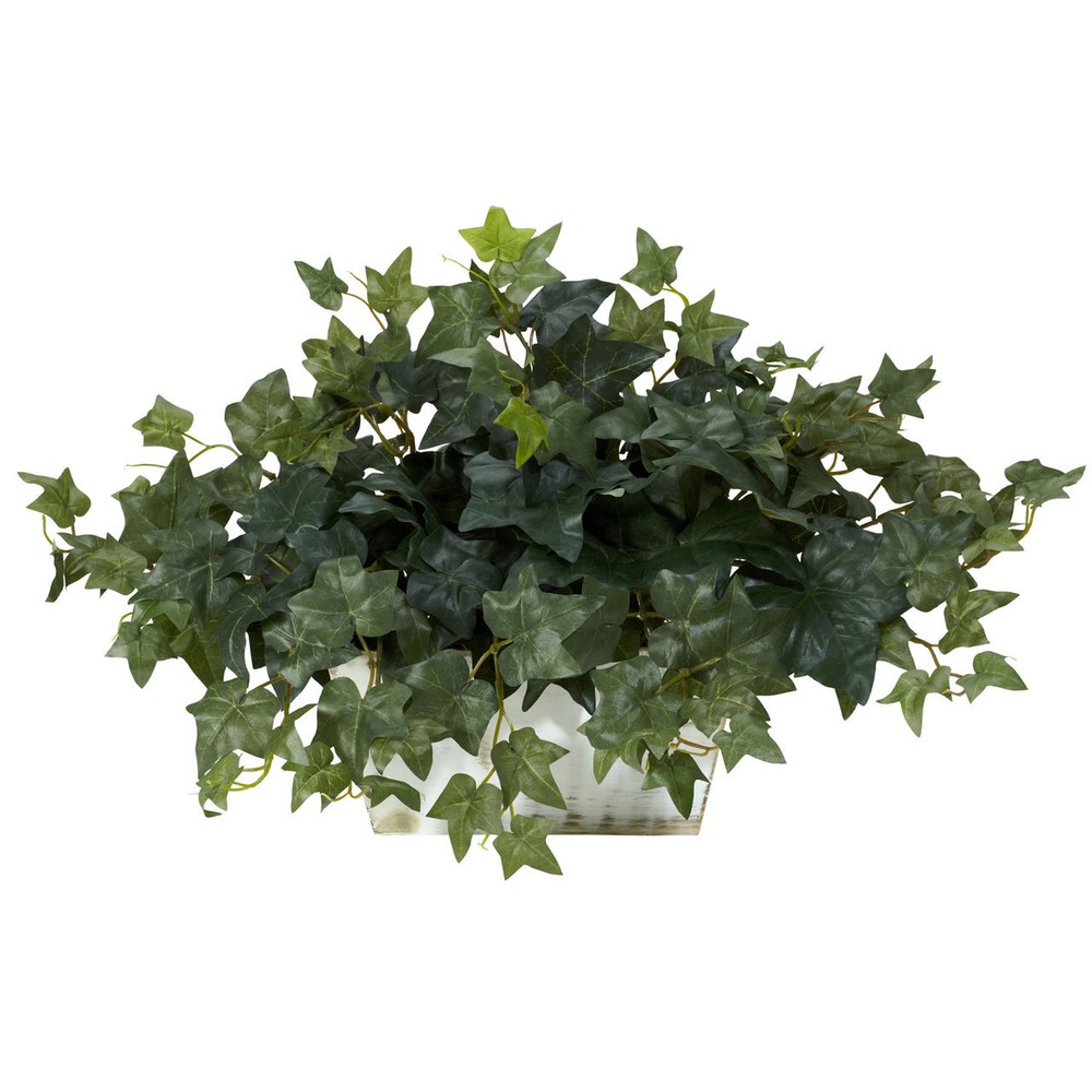 Ivy Silk Plant in White Wash Planter for Home Decor  
