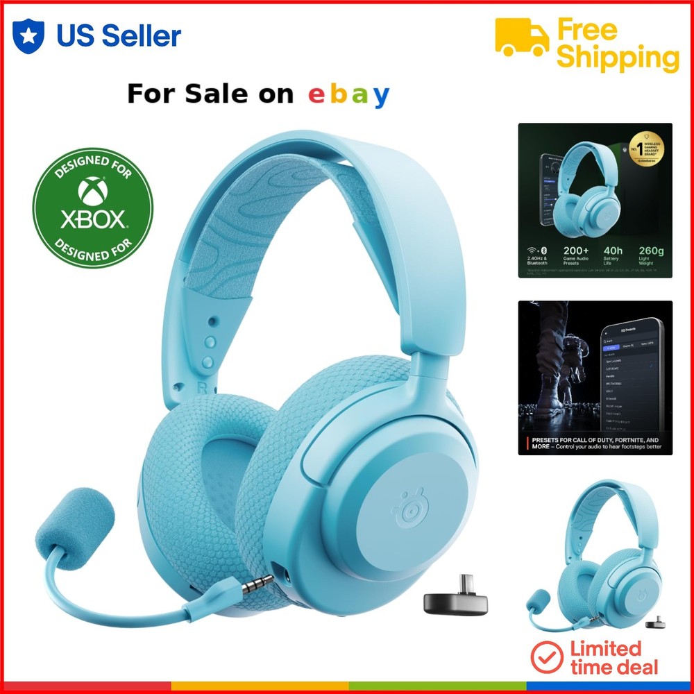 Wireless Gaming Headset Neodymium Drivers 40HR Battery Multi-Platform