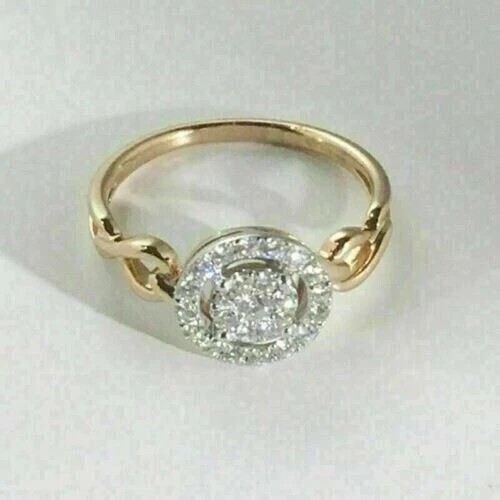 Gorgeous Round Cut Simulated Diamond Wedding Band Ring 14K Two Tone Gold Plated