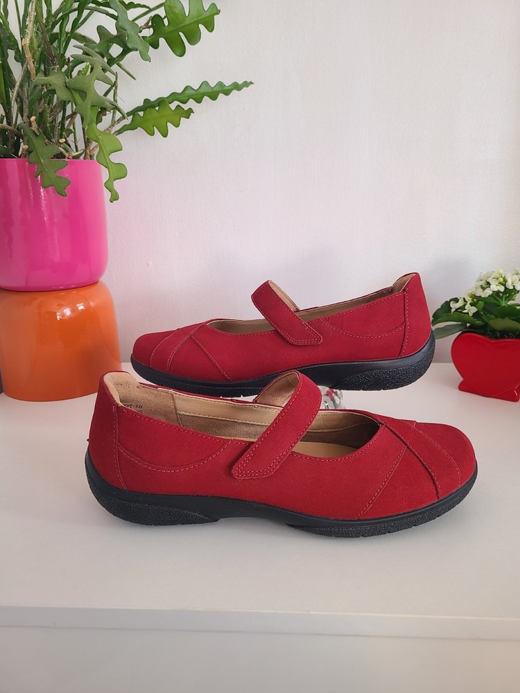 Hotter Red Hope Mary Jane Touch-Fastening Wide Fit Shoes Size 7 VGC