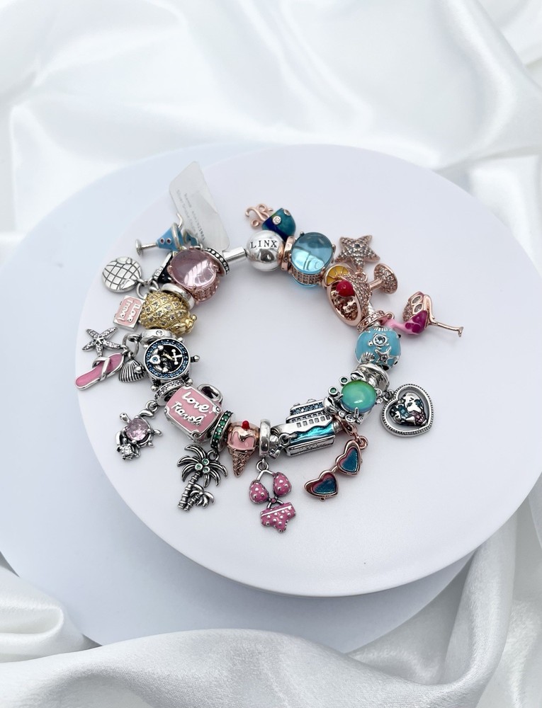 Linx Snake Chain Bracelet with Cruise Travel Vacation Beach Cruise Themed Charms