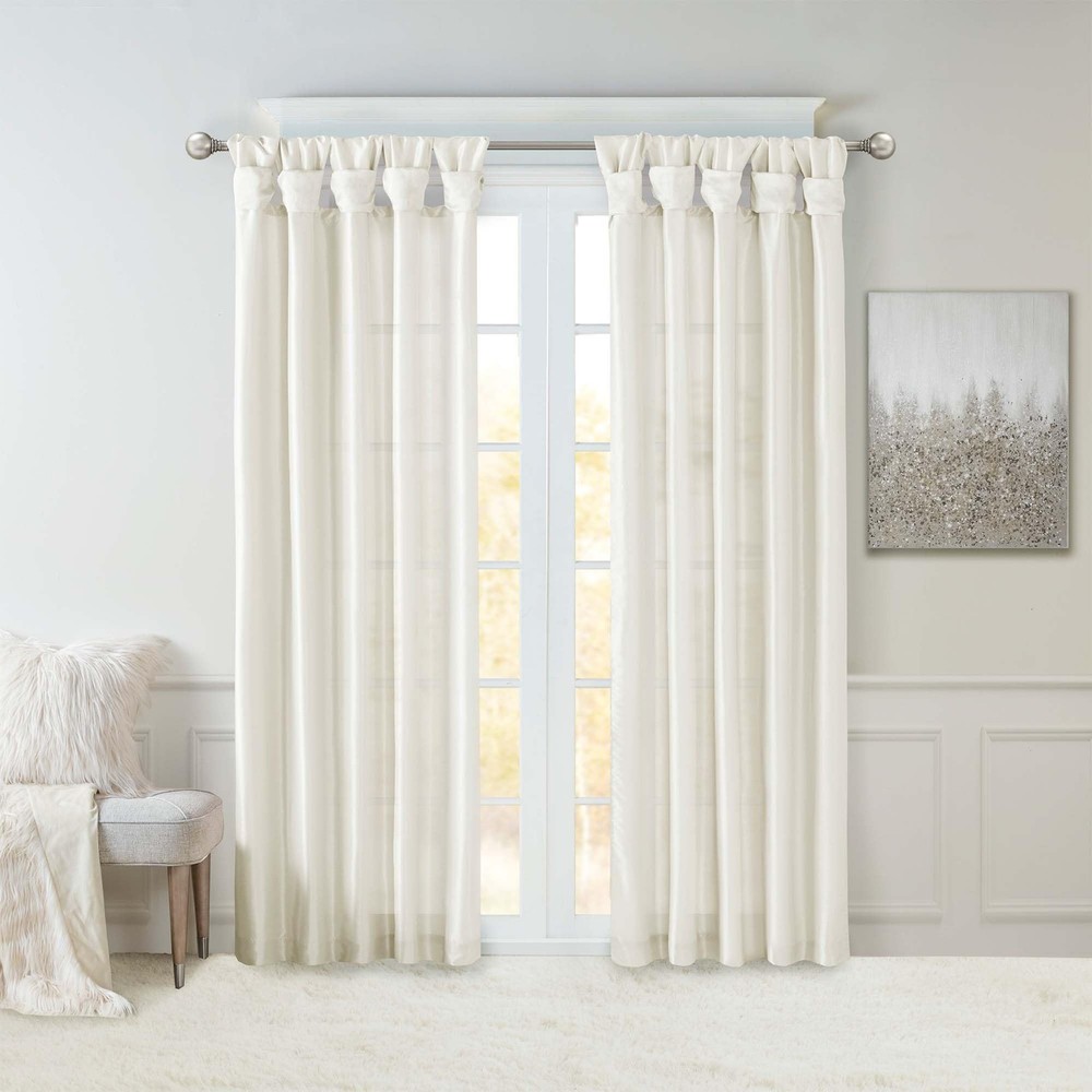 Emilia Faux Silk DIY Twist Tab Top Curtain with Privacy Lining for Windows