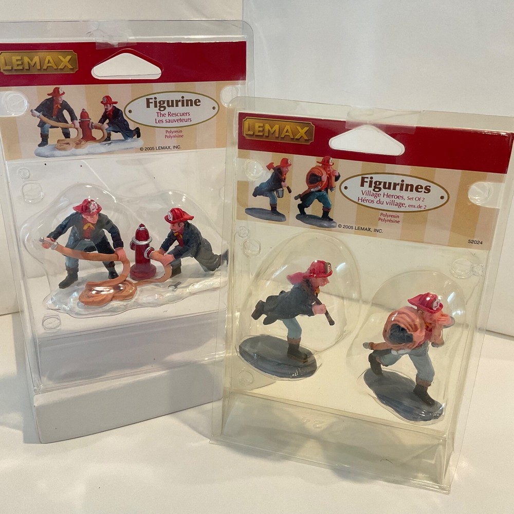 Lemax 2005 Christmas Village Figurines The Rescuers and Village Heroes Set 52041 52024