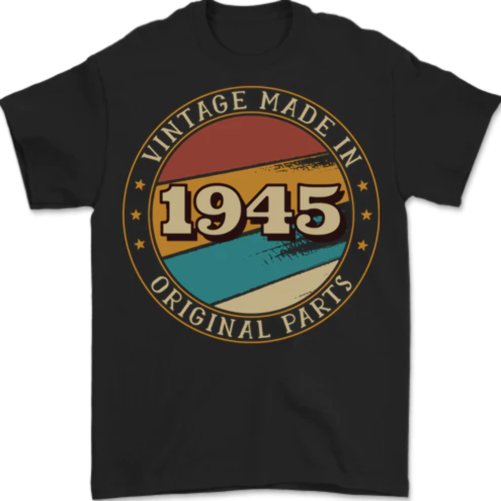 78th Birthday Vintage Made In 1945 Mens T-Shirt 100% Cotton