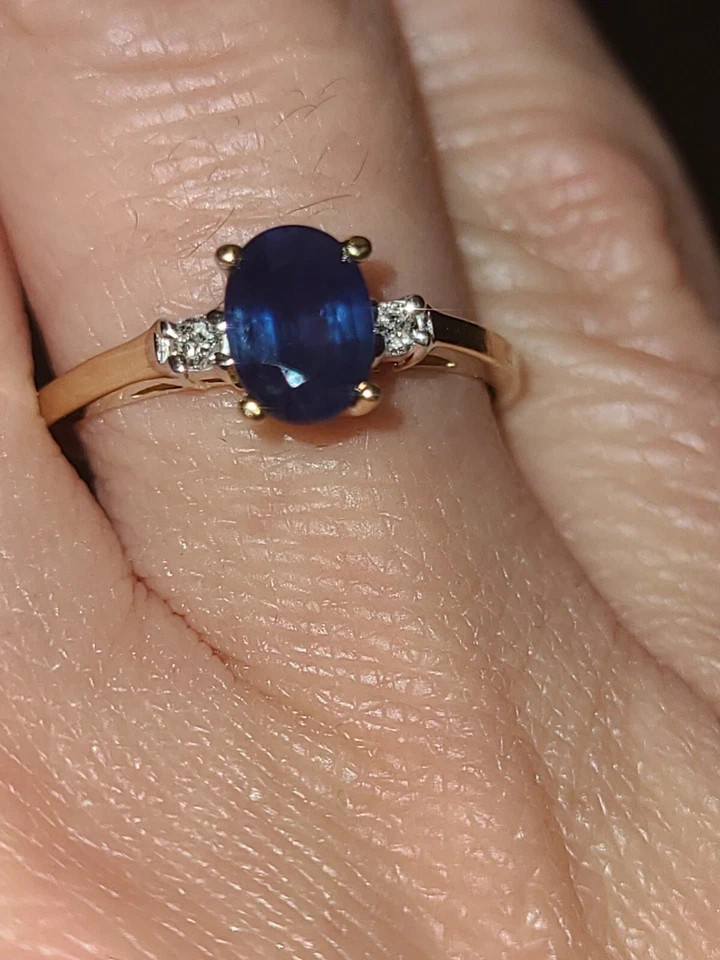 3.25 Ct Oval Cut Blue Sapphire Diamond Wedding Ring 14K Solid Yellow Gold