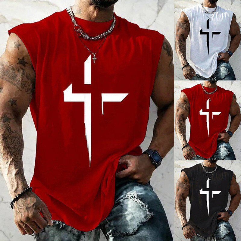 Mens Gym Sport Tank Vest Tops Sleeveless Bodybuilding Fitness Muscle Tee T-shirt