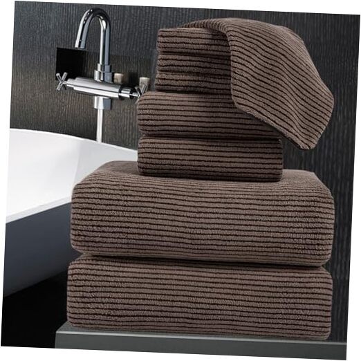 8-Piece Luxury Bath Towel Set with 2 Oversized Brown Towels
