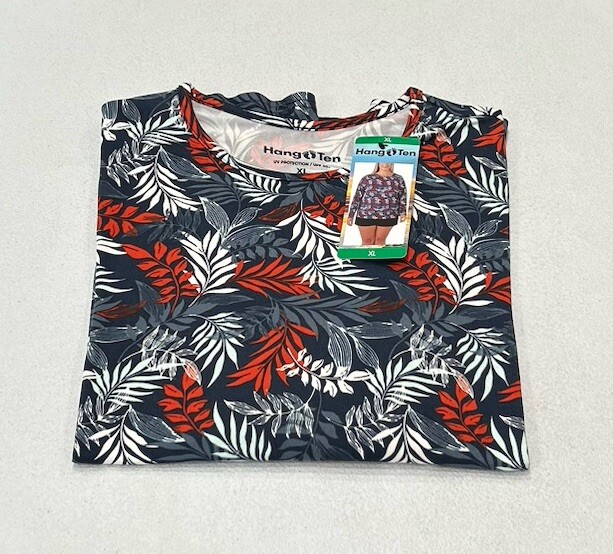 Hang Ten Women's Long Sleeve Sun Protection Tee with Pocket, Blue, Size XL