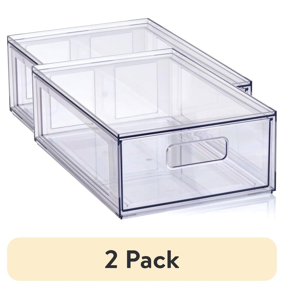 (2 pack) Mainstays Clear Glossy Plastic Pull-Out Closet Drawer Small Size