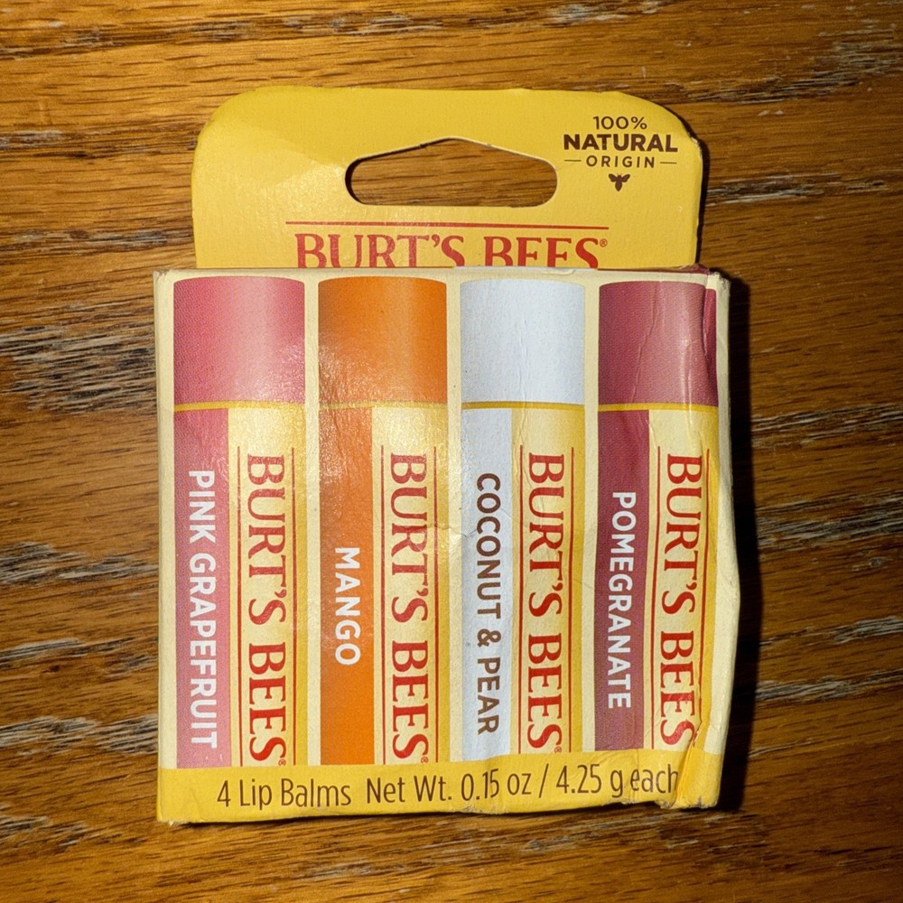 Burt’s Bees Super fruit Moisturizing Lip Balms 4 Pack New