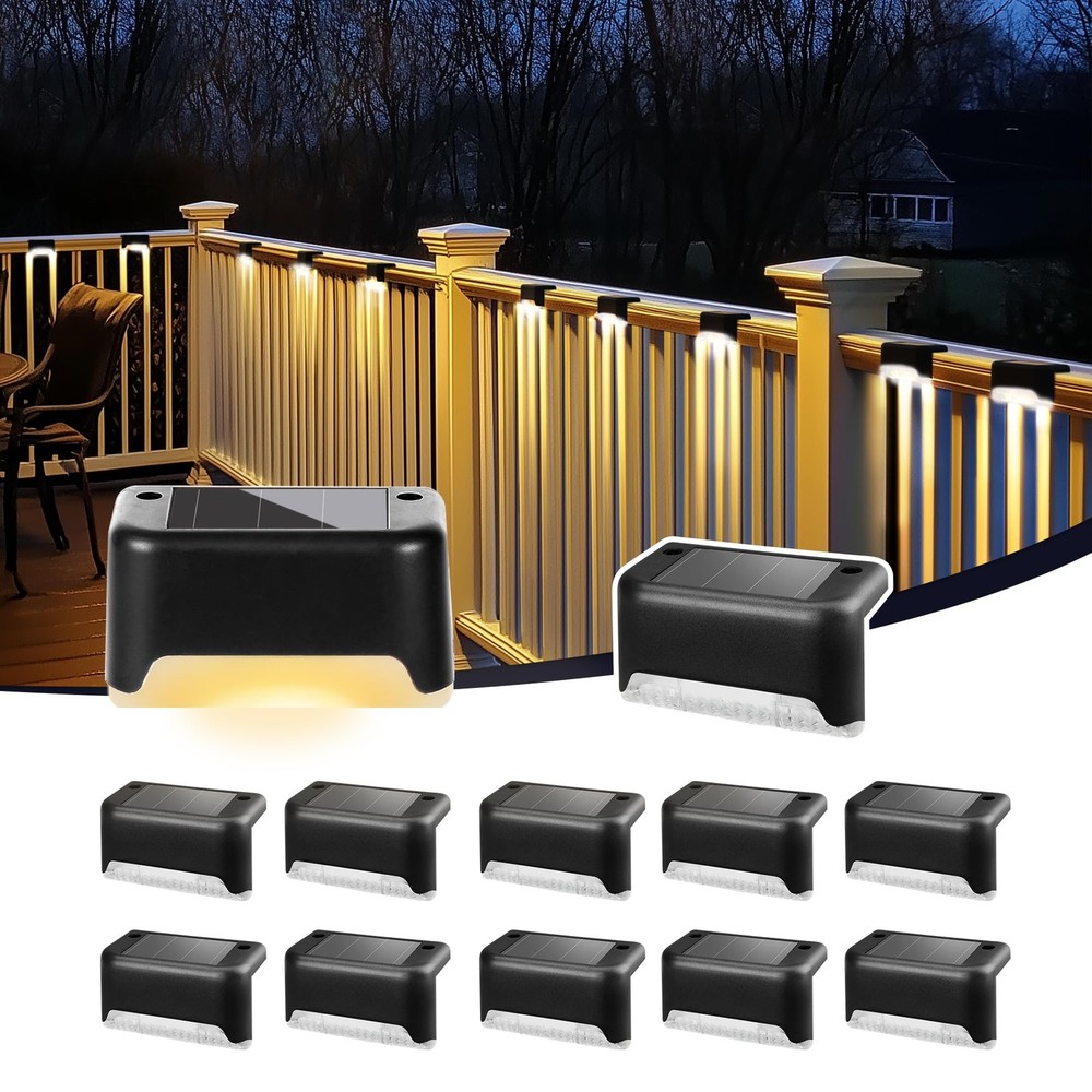 Solar Deck Lights Outdoor Waterproof LED Step Lights for Garden Patio Stairs