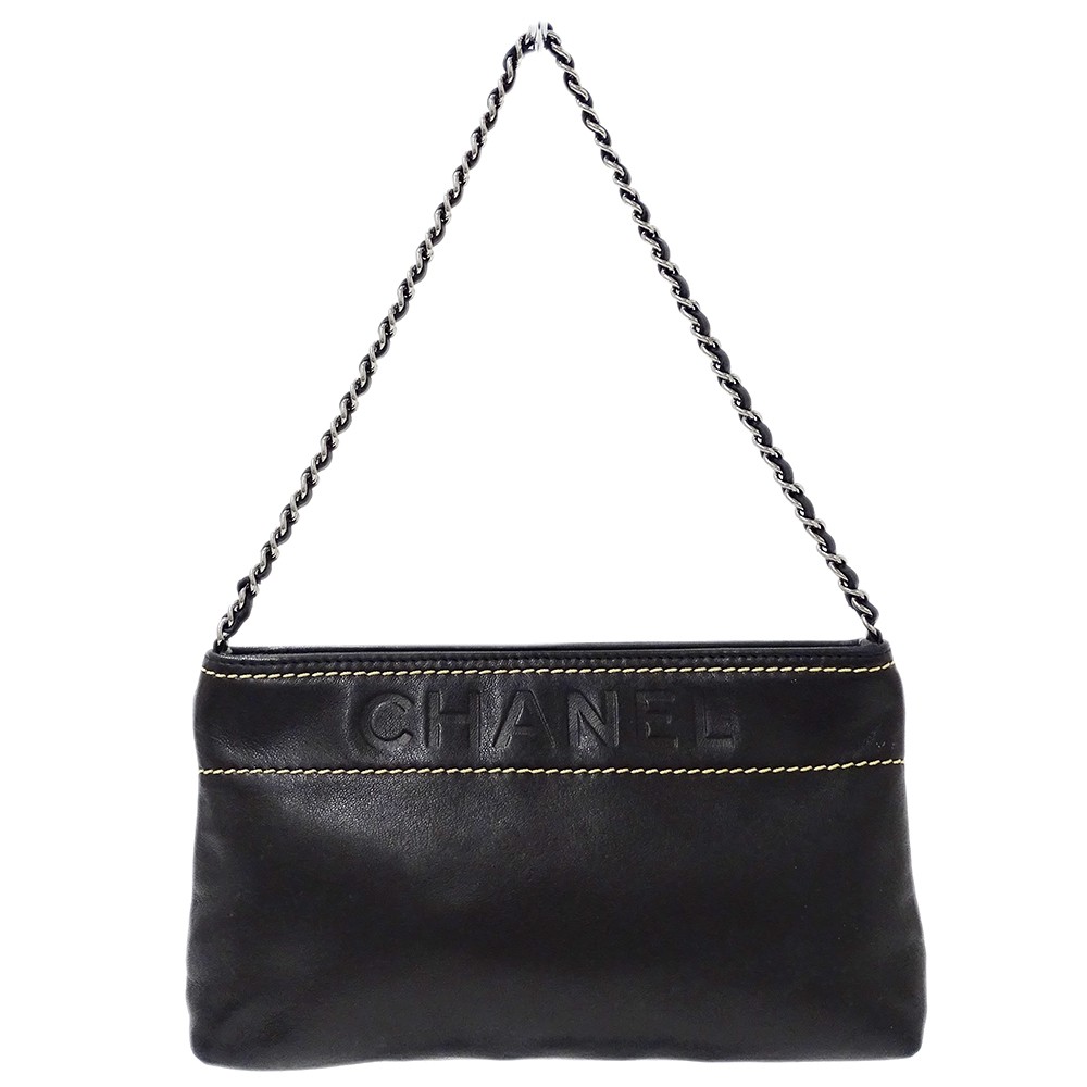 Chanel Mini Bag Silver Hardware Chain Pouch 128228