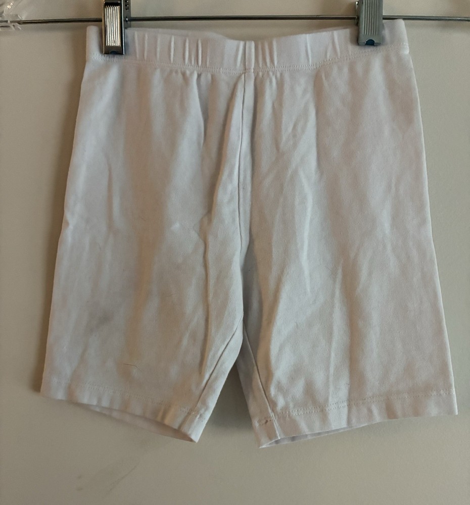 wonder nation Kids Girls Classic Solid White Cotton Elastic Waist Bike Shorts M