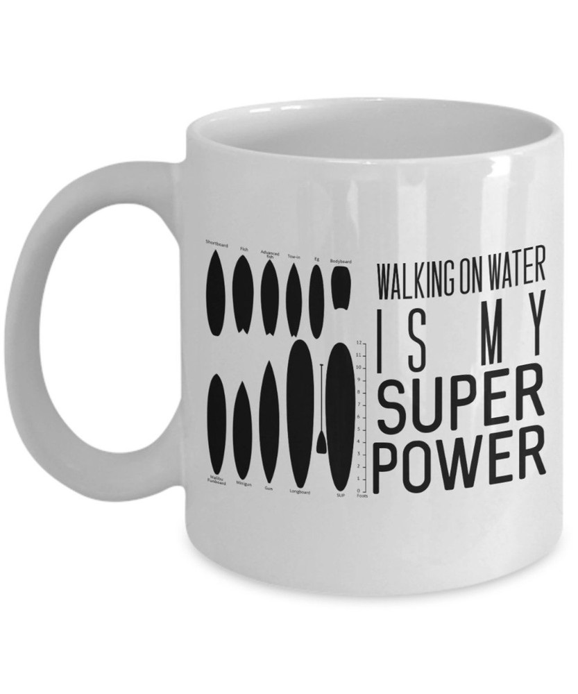 Personalized Gift For Surfer Mug Coffee Cup My Super Power Is Walking On Water