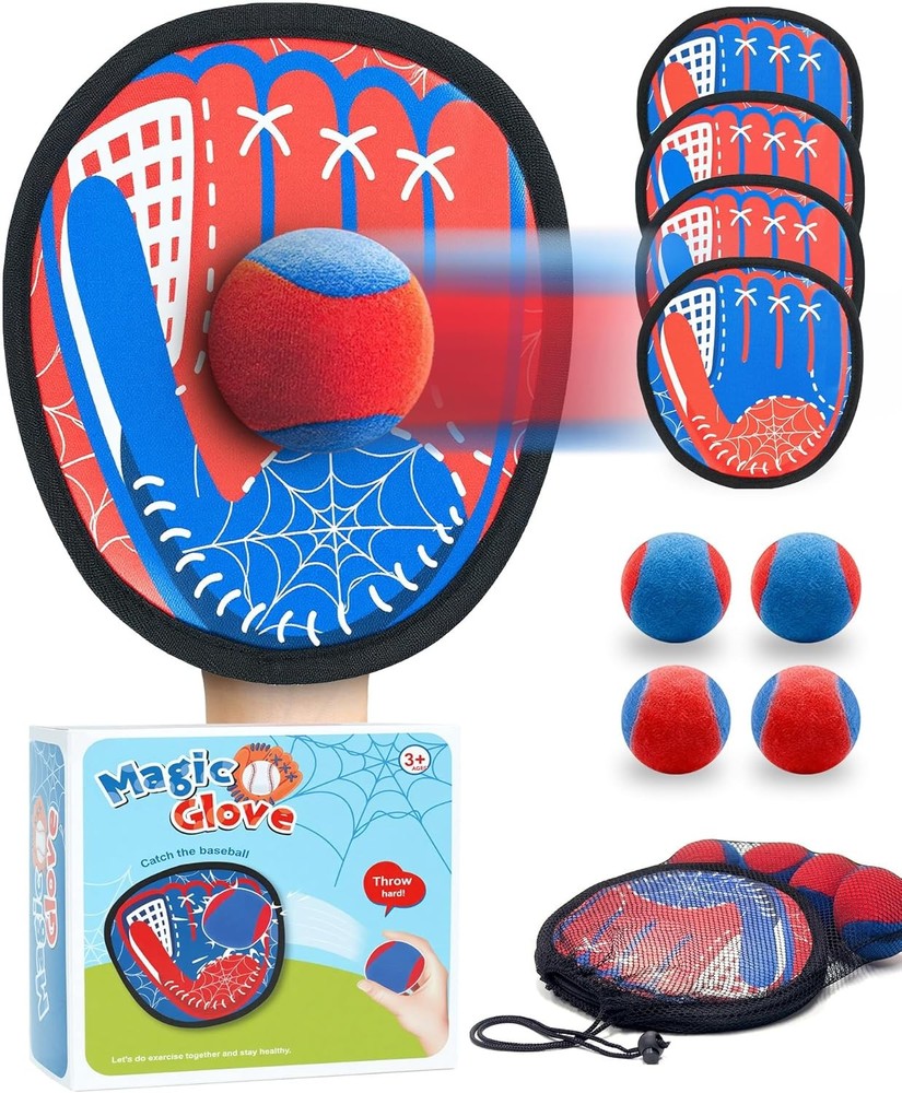 Toss and Catch Ball Game Set, Toddler Baseball Glove for Beach Pool Yard, Kids S