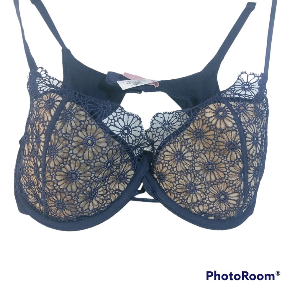 Victoria's Secret Purple Floral Lace Push Up Without Padding 34 D