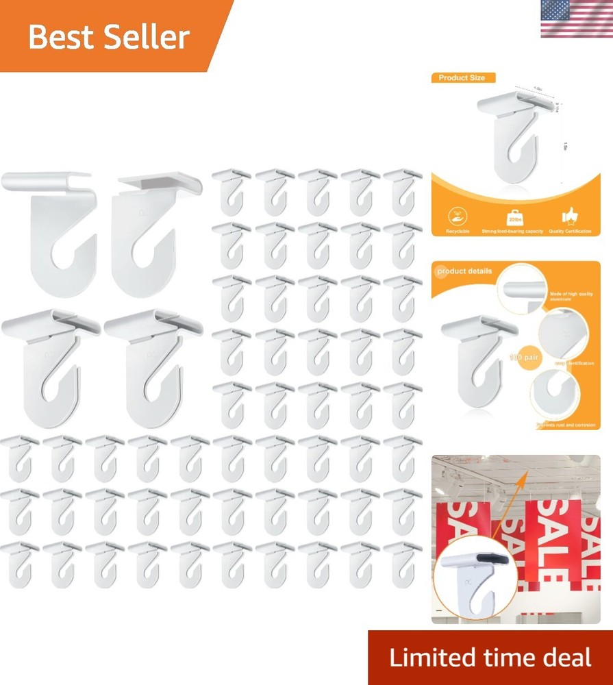 200 Pair Drop Ceiling Hooks Bulk for Classrooms Hanging, Metal Suspended Trac...