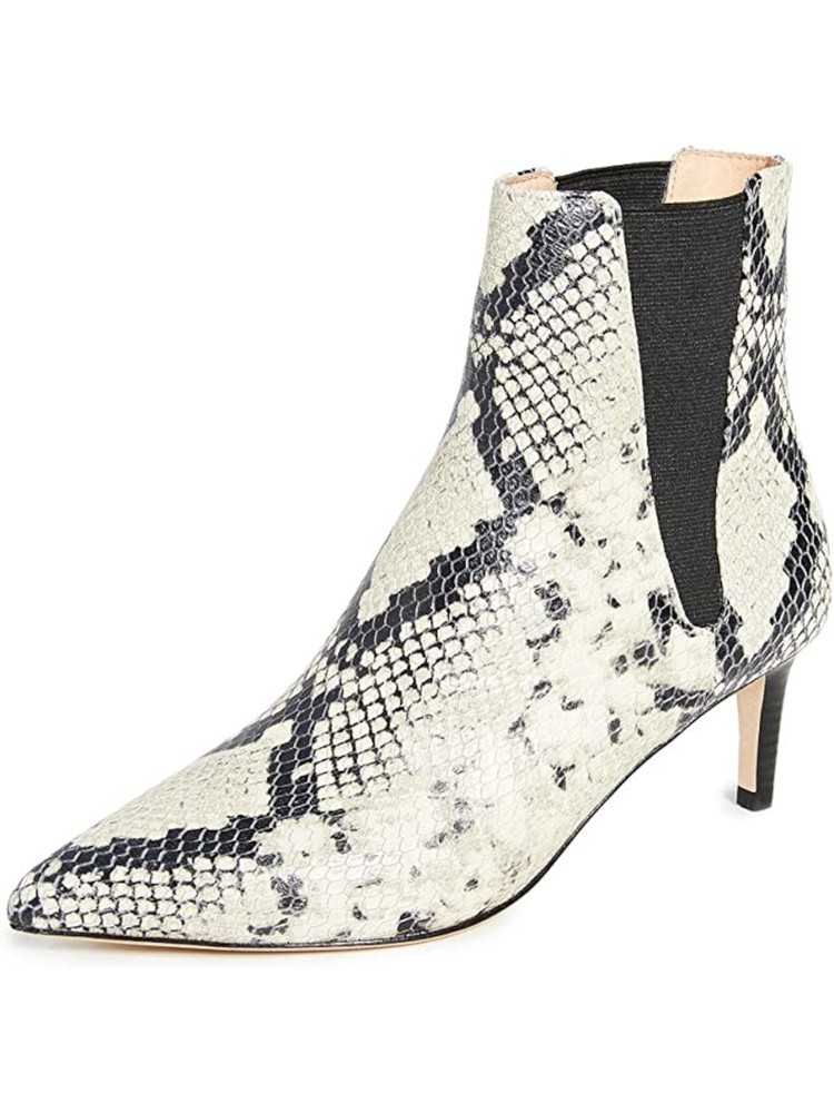 JOIE Womens Beige Snake Ralti Toe Kitten Heel Slip On Leather Booties 36.5