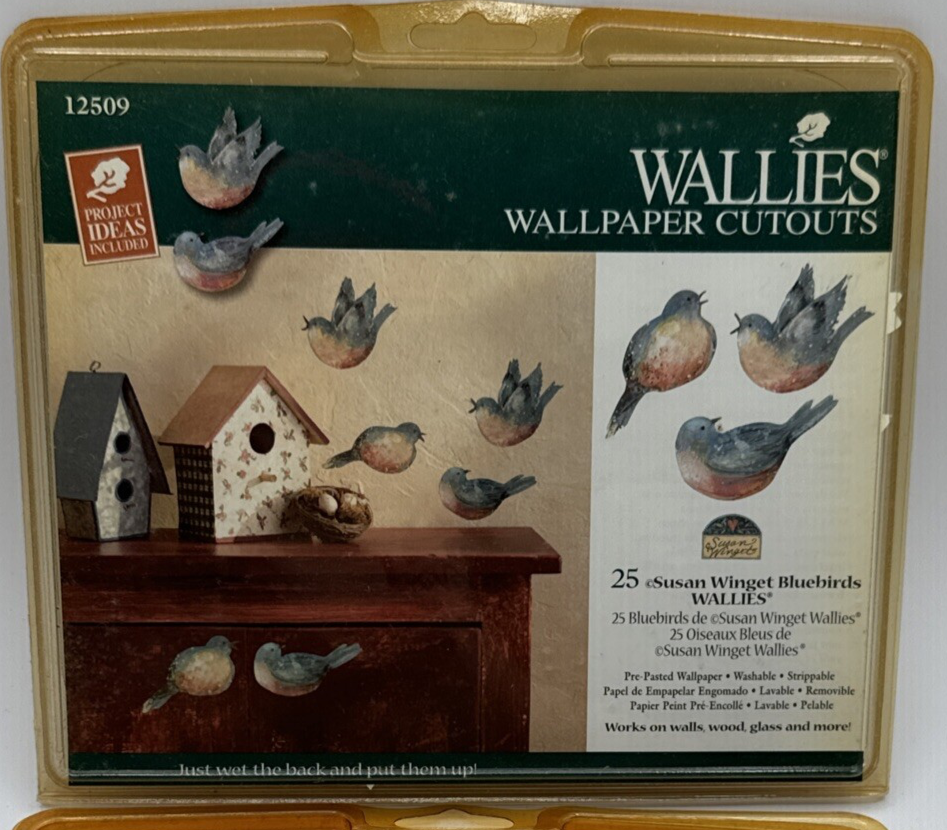 Lot of 2 New Wallies Wallpaper Cutouts Susan Winget Bluebirds Decor Country Bird