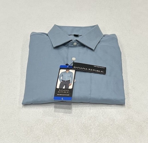 Banana Republic Men's Non-Iron Slim Fit Dress Shirt, Blue, Size L