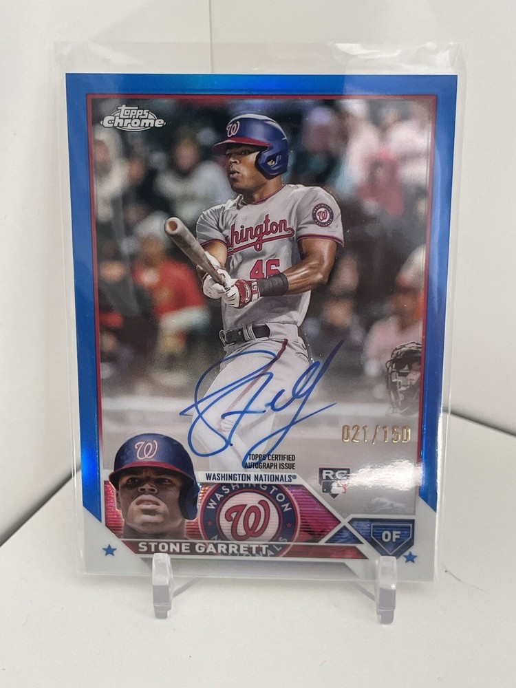 2023 Topps Chrome Stone Garrett Blue RayWave Rookie Auto /150 #RA-SG