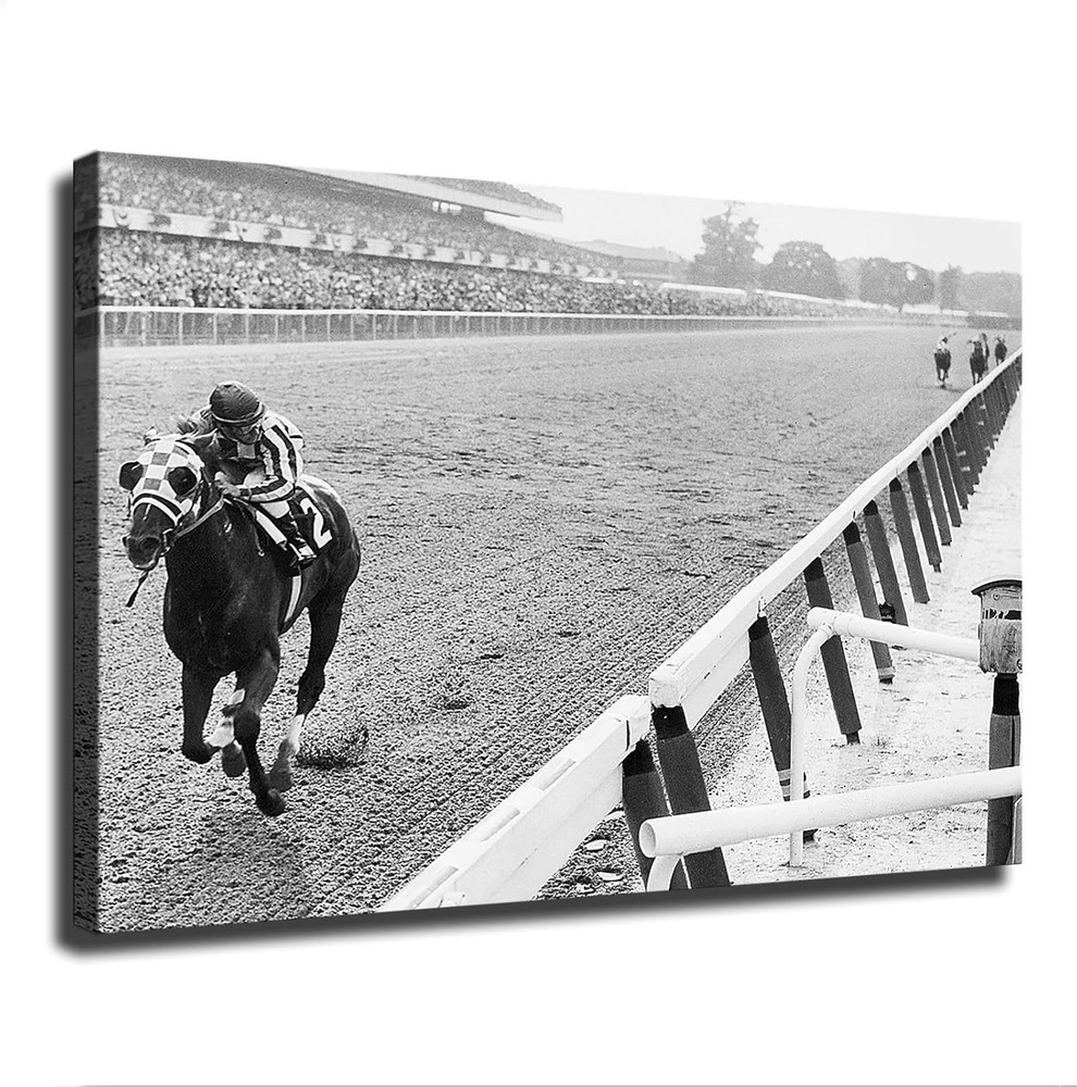 Secretariat Wins At Belmont Poster Art Great American Horses Poster Canvas