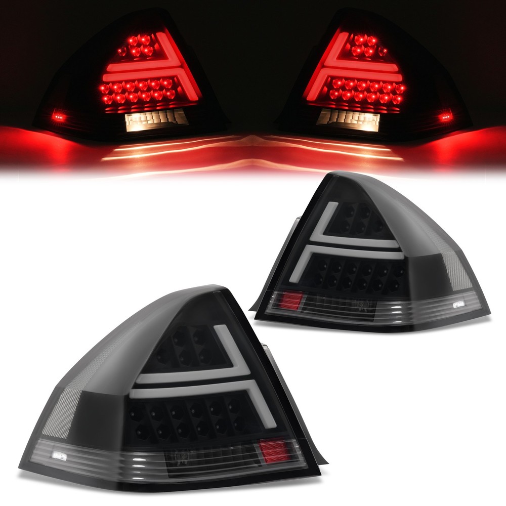 Black Smoked For Chevy Impala 06-13 LED Tube Tail Lights Brake Lamps Left+Right