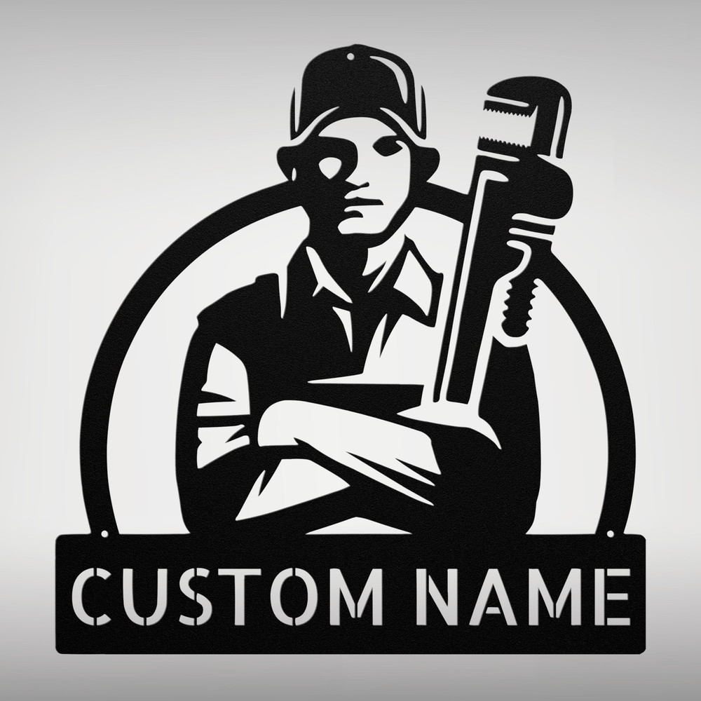 Personalized Plumbing Metal Wall Art Sign Home Office Decor Signs Plumber Gifts